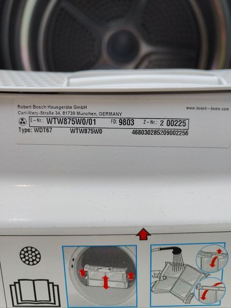 Сушильна машина Bosch Serie 8 WTW875W0 1000W 8кг sn 9803200225 000051850 фото
