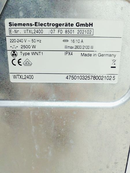 Сушильна машина Siemens Siwatherm WTXL2400 07 2800w 7 кг sn 8501 202102 000043270 фото