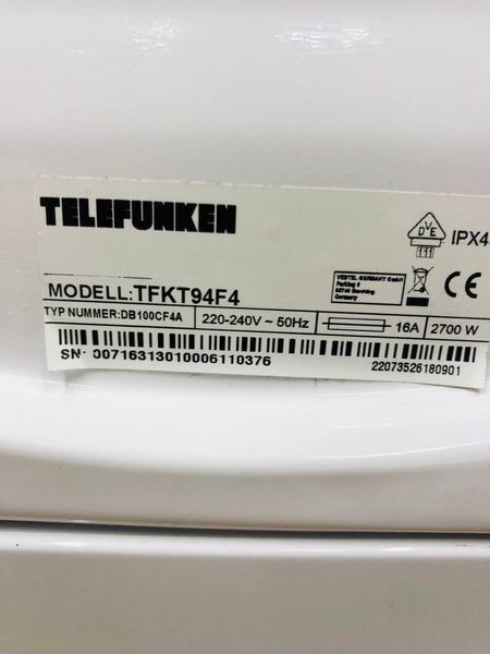 Сушильна машина Telefunken TFKT94F4 2700w 7кг sn 00716313010006110376 000043931 фото