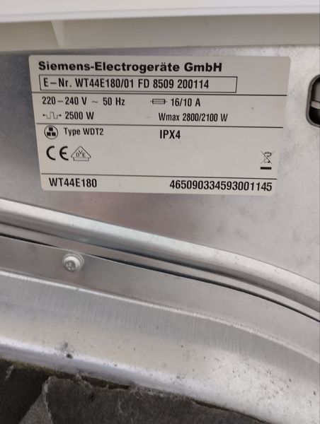 Сушильна машина Siemens WT44E180 01 2800W sn 465090334593001145 000046789 фото