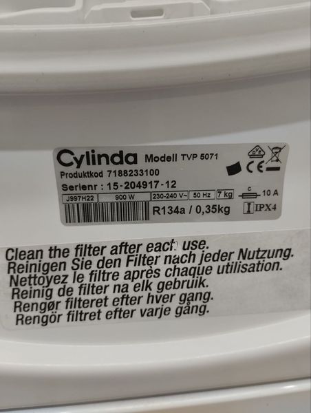 Сушильна машина Cylinda TVP5071 900w 7 кг sn 15 204917 12_п16_344 000046218 фото
