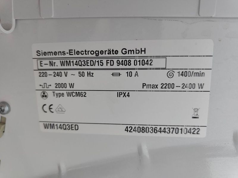 Пральна машина Siemens WM14Q3ED 2400W 7кг sn 940801042 000050434 фото Пральна машина Siemens WM14Q3ED 2400W 7кг sn 940801042 000050434 фото