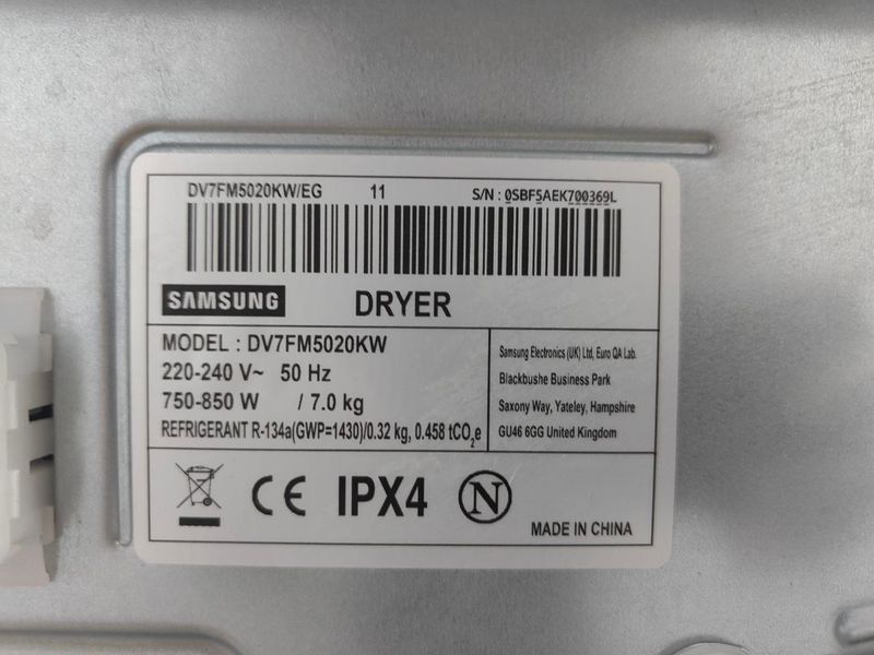 Сушильна машина Samsung DRYER DV7FM5020KM 7kg 850W sn 700369L 000052199 фото