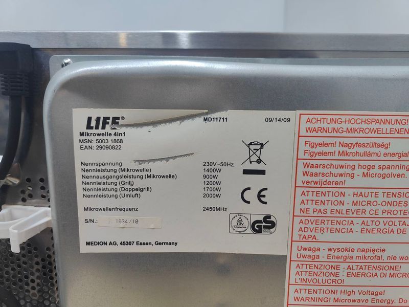 Микроволновая печь Life MD 11711 1400W sn 163410 000050679 фото