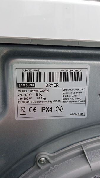 Сушильная машина Samsung DV80T7220WH 800W 8кг WI FI sn 0VD25ABT100032K 000052639 фото