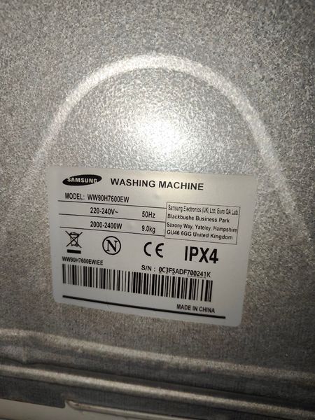 Пральна машина Samsung VRTplus WW90H7600EW 2400W 9кг sn 0C3F5ADF700241K n560 000051471 фото