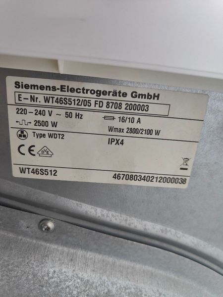 Сушильная машина Siemens WT46S512 2500W 8кг sn 8708200003 000050715 фото