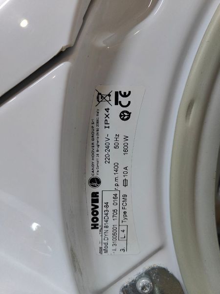 Стиральная машина Hoover DYN 814D43 84 1600W 8 кг sn 31005001 1705 0164 000052272 фото