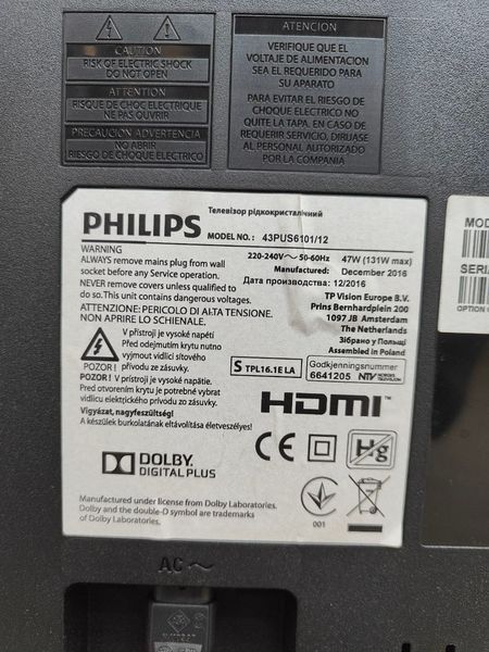 Телевизор Philips 43PUS6101 131W sn FZ1A1651009085 000051511 фото
