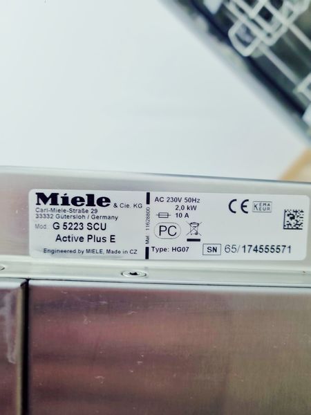 Посудомийна машина Miele G 5223 SCU 2000w 12 персон sn 65174555571 000039601 фото