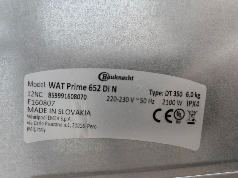 Пральна машина вертикальна Bauknecht WAT Prime 652Di N 2100W 6кг sn 342145015158 000053056 фото