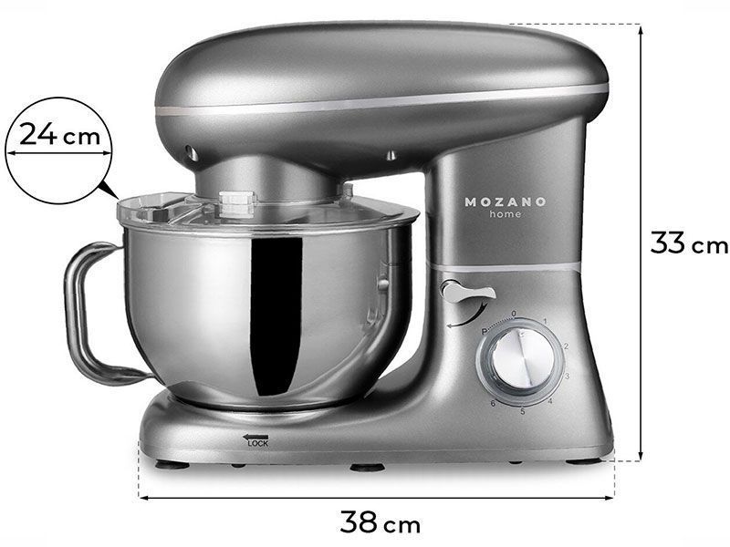 Міксер планетарний тістоміс Mozano AGD ROB 01 2300w Silver 000041187 фото