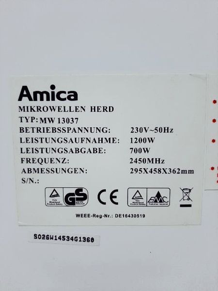 Микроволновая печь Amica MW 13037 000034586 фото