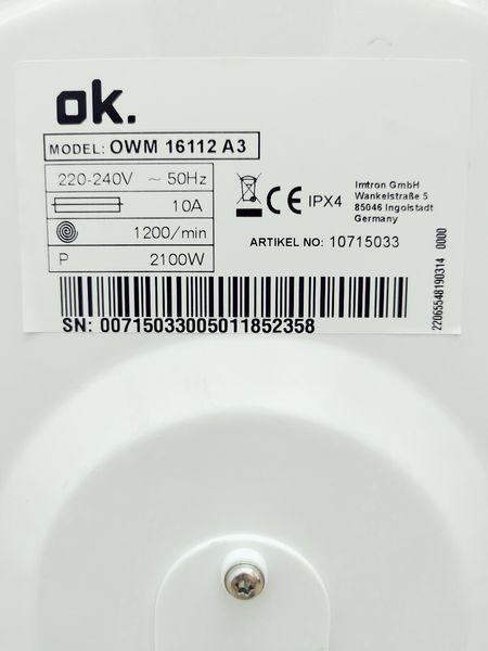 Стиральная машина OK OWM 16112 A3 000045212 фото