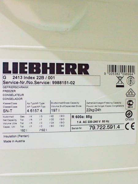 Морозильный шкаф Liebherr 2413 Index 22B 001 000024083 фото