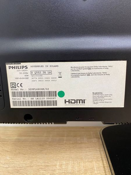 Телевізор Philips 32PFL6606K 85W sn 1A111000097 000048692 фото