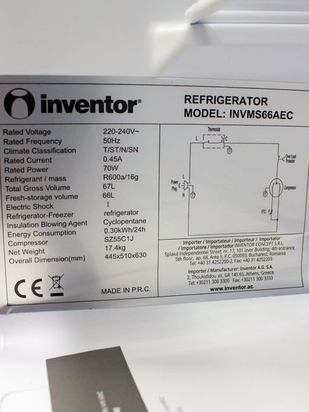 Холодильник однокамерный Inventor Mini INVMS66AEC 000030732 фото