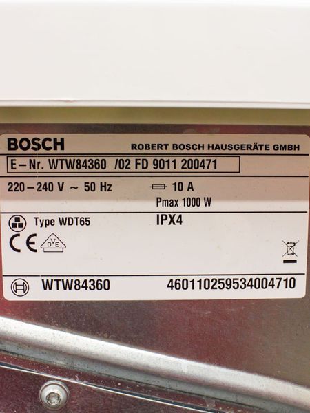 Сушильна машина Bosch EcoMaxx6 WTW84360 02 1000w 7 кг sn 9011 200471 000032207 фото