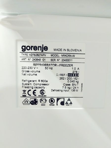 Холодильник двокамерний Gorenje NRKORA W 200+62л 136w sn 23430011_п10_н294 000045032 фото