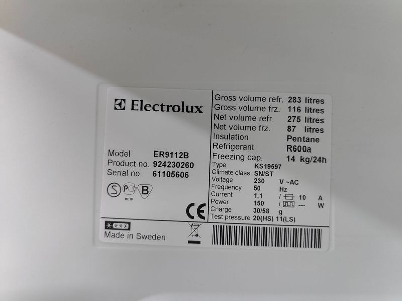 Холодильник Electrolux ER9112B 150W 275+87л sn 61105606 n629 000052996 фото
