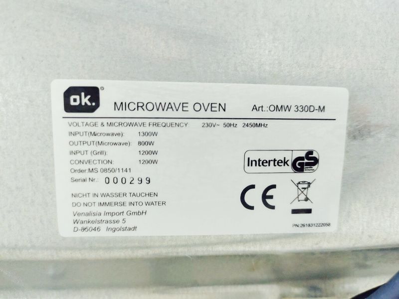 Мікрохвильова піч OK OMW 330D M 1300w гриль 1200w sn 000299 000036650 фото