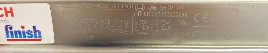 Посудомоечная машина Bosch SRS45T72EU 2300W sn 8811000329 000048693 фото