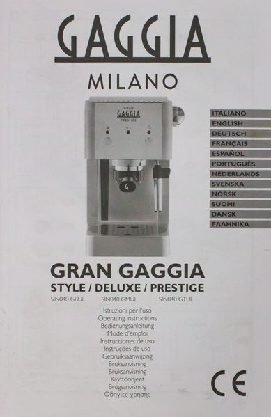 Кофеварка рожковая Gaggia RI8423 11 LPNHE367975540 000014196 фото