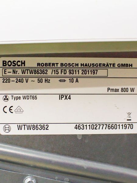 Сушильна машина Bosch EcoAvantixx7 WTW86362 15 800w 7 кг sn 9311 201197 000032211 фото