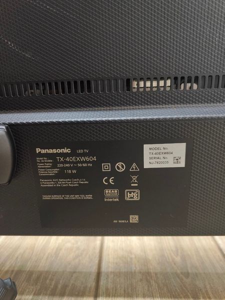 Телевізор Panasonic TX40EXW604 118W sn NJ7620035 000050546 фото