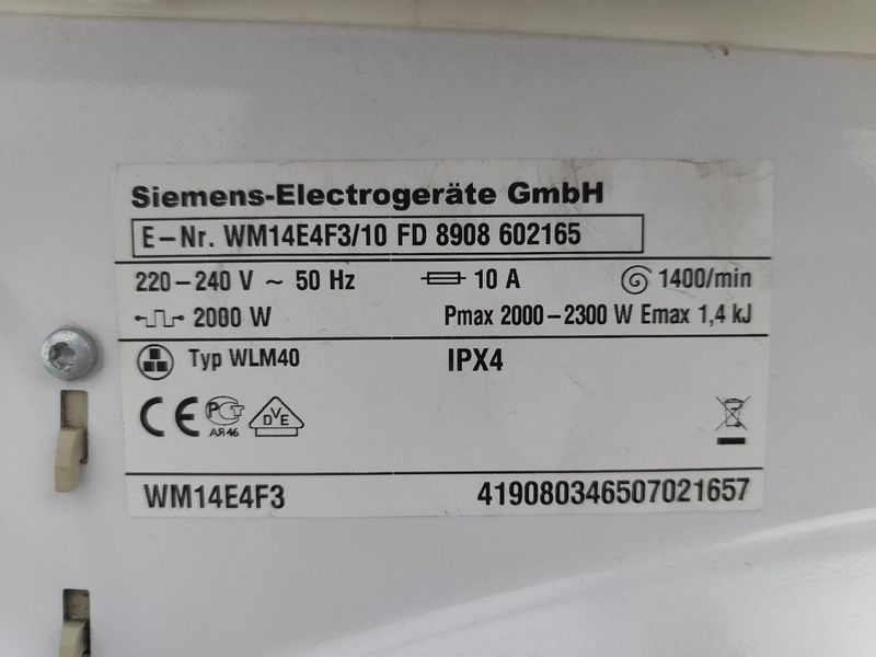 Стиральная машина Siemens WM14E4F3 2300W 7кг sn 8908602165 000051662 фото
