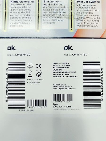 Стиральная машина OK OWM 7112 C 000040140 фото