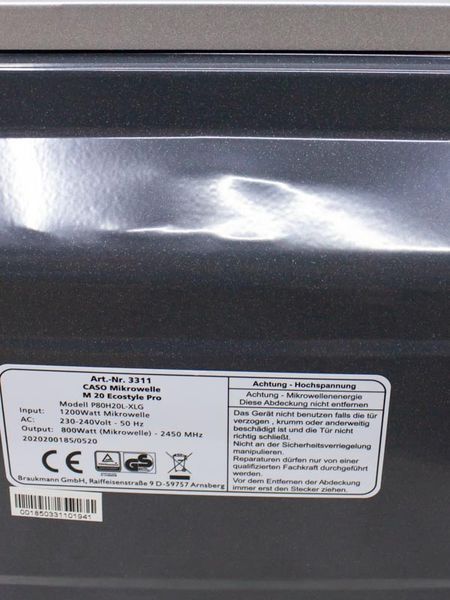 Микроволновая печь Caso M 20 Ecostyle Pro P80H20L XLG 000030811 фото