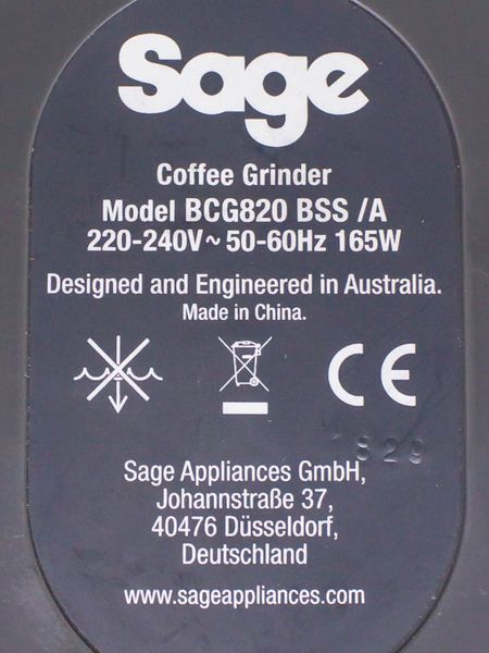 Кавомолка Sage BCG820 BSS A 165w продам (не комплект) LPNHK066584206 308е 000031165 фото
