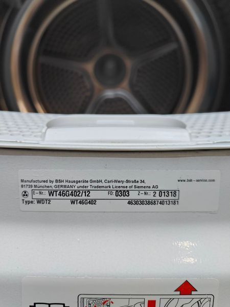 Сушильна машина Siemens iQ 500 WT6G40212 2800W 8кг sn 01318 000051949 фото