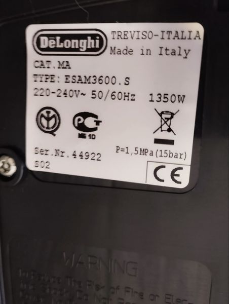 Кофемашина DeLonghi ESAM3600 S 1350W sn 4492 000047871 фото