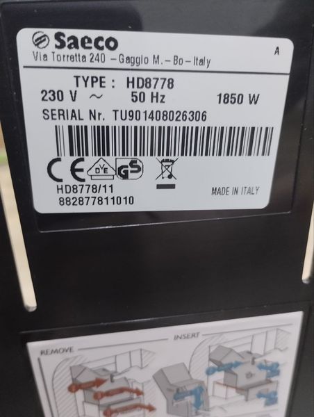 Кофемашина Saeco Moltio HD 8778 1850w sn TU901408026306 000047095 фото