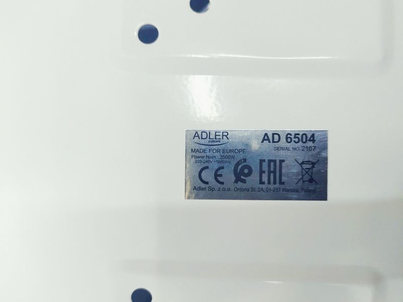 Плита електрична Adler AD 6504 2500w sn 2107 000032257 фото