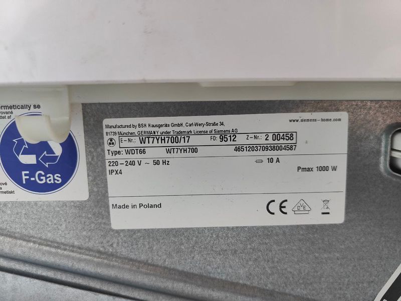 Сушильна машина Siemens iQ800 iSensoric WT7YH700 17 800W 9кг sn 200458 000052364 фото