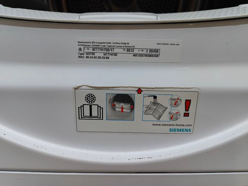 Сушильна машина Siemens iQ800 iSensoric WT7YH700 17 800W 9кг sn 200458 000052364 фото