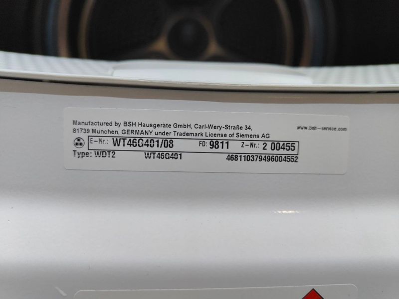 Сушильная машина Siemens iQ500 WT46G401 08 2800W 7кг sn 9811200455 000053493 фото