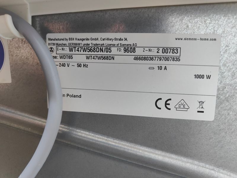 Сушильная машина Siemens iQ700 WT47W568DN 05 1000W 8кг sn 9608200783 000053583 фото