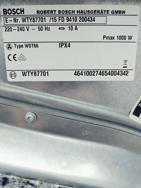 Сушильна машина Bosch HomeProfessional WTY87701 15 1000w 8 кг sn 9410 200434 000043392 фото
