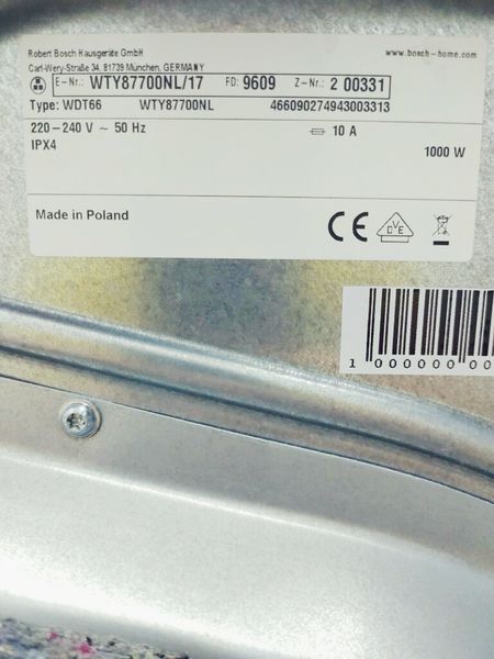Сушильна машина Bosch HomeProfessional WTY87700NL 17 9 кг 1000w sn 9609 200331 000040255 фото