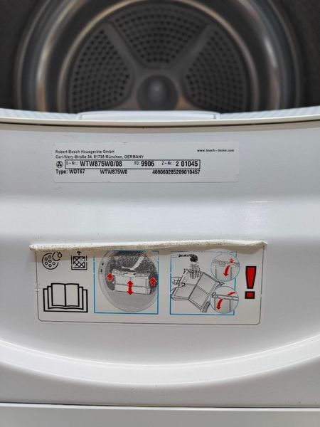 Сушильная машина Bosch Serie8 WTW875W008 1000W 8кг sn 01045 000051952 фото