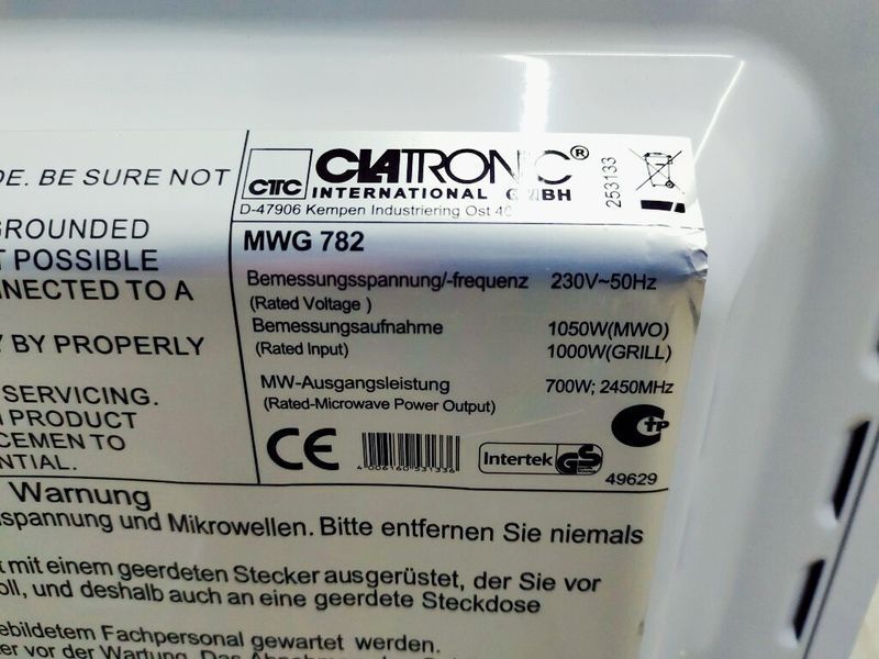 Микроволновая печь Clatronic MWG 782 000038733 фото
