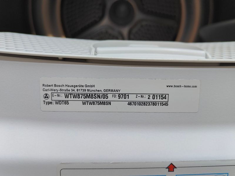 Сушильная машина Bosch Serie8 WTW875M8SN 05 1000W 8кг sn 9701201154 000053624 фото