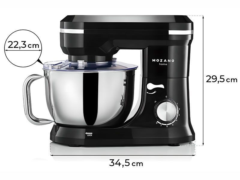 Міксер планетарний тістоміс Mozano AGD ROB 03 Black 000041374 фото