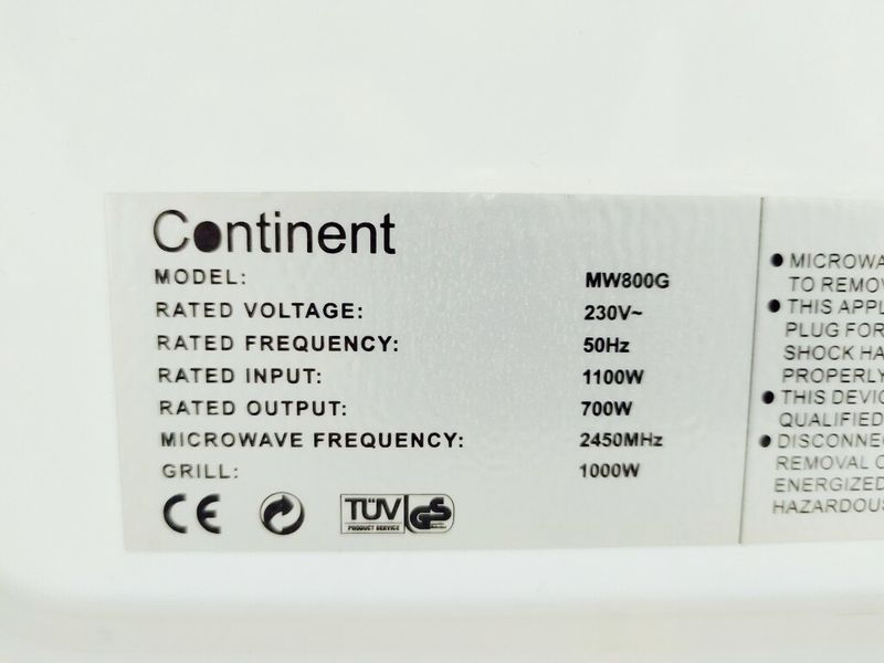 Мікрохвильова піч Continent MW800G 1100w гриль 1000w sn 03091001071 000037376 фото