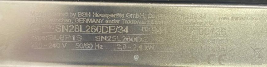Посудомийна машина Siemens SL6P1S 2400W 14ком sn 00136 000049039 фото