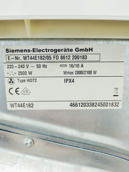 Сушильна машина Siemens WT44E182 05 2800w 7 кг sn 8612 200183 000037682 фото